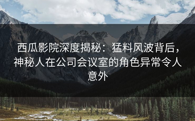 西瓜影院深度揭秘：猛料风波背后，神秘人在公司会议室的角色异常令人意外