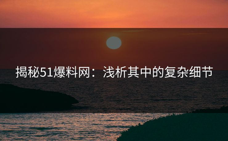 揭秘51爆料网：浅析其中的复杂细节