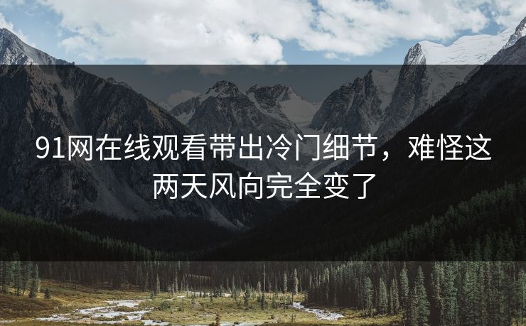 91网在线观看带出冷门细节，难怪这两天风向完全变了